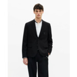 Veste Droite En Laine Piquée Noire Homme