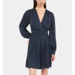 Robe Courte Tissu Crinckle Bleu Marine Femme