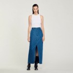 Jupe longue en jean strassé