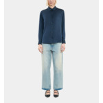 Chemise En Soie Bleu Marine Femme