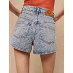 Short en jean jacquard et strass