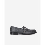 Mocassins En Cuir Noir Avec Boucle Western