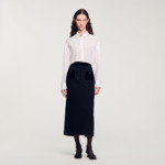 Jupe longue en tweed et velours