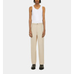 Pantalon Beige En Coton Et Lin Avec Pinces Homme