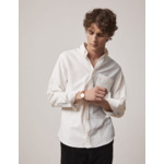 Fun shirt william col américain avec poche poitrine en oxford gratté ecru