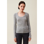 Top maille ajusté col rond gris