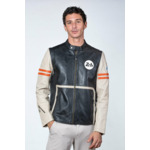 Blouson cuir 24H le mans Karl écru.rouge