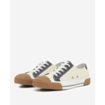 Sneakers Basses En Toile Avec Empiecements En Cuir