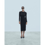 Robe Longue Manche Longue à Cotes Fendue