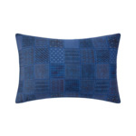 Kenzo - Taie d'oreiller en satin bleu, K Sashiko