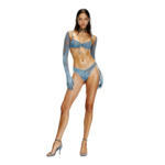 String en microfibre et dentelle effet camouflage