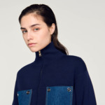 Cardigan avec empiècements en jean