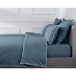 HOUSSE DE COUETTE | Pure White Percale Lavée - Blue - Finition White