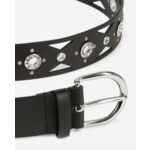 Ceinture En Cuir Avec Oeillets Strassés