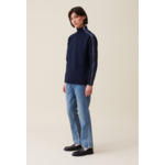 Pull col montant zippé bleu marine