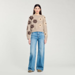 Pull en maille à fleurs