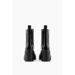 Botte de cheville brevetée en pu noir