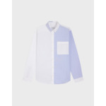 Fun shirt william col américain avec poche poitrine en oxford bleu