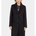 Manteau Long En Laine Mélangée Noire Femme