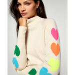Pull Col Montant Cœurs Multicolores