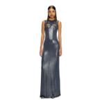 Robe longue métallisée avec zip