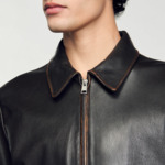 Blouson en cuir effet usé