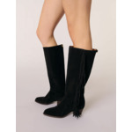 Bottes western en suède à franges