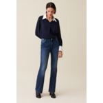 Blouse fluide marine col contrasté