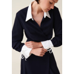 Robe longue fluide croisée marine