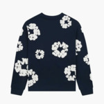 Denim Tears T-Shirt Manches Longues The Cotton Wreath Bleu Marine