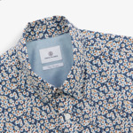 Chemise regular bleu azur imprimé paquerettes