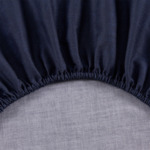 Lacoste - Drap housse en satin de coton lavé bleu, L Botanic