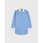 Chemise mathilde oversize en popeline rayée bleu