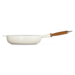 Sauteuse 28cm en fonte émaillée meringue avec manche en bois