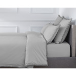 DRAP HOUSSE | Pure White Percale Lavée - Light Grey