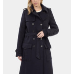 Manteau Long Style Trench Bleu Marine Femme
