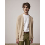 Cardigan ferdinand col v boutonné en laine et coton beige