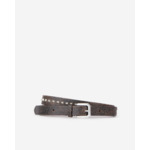 Ceinture Fine En Cuir Marron Avec Spikes