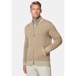 Pull Full Zip Taupe en Cachemire Mélangé