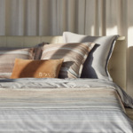 BOSS Home - Drap plat en satin de coton beige, Metastripe