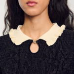 Top smocké à col contrasté