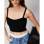 Top Bretelle À Côtes Decollete Coeur