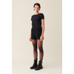 Short tweed noir droit