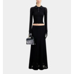 Polo Noir En Maille Ajourée Femme