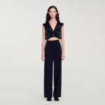 Pantalon large à bande latérale satinée