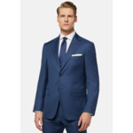 Veste Bleue En Laine Grain De Poudre