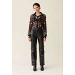 Chemise noire transparente brodée