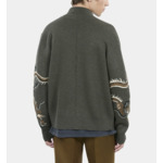 Cardigan En Laine Mélangée Kaki Homme