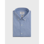Chemise col américain en popeline rayée bleu