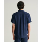 Chemise regular fit en lin teint en pièce à manches courtes